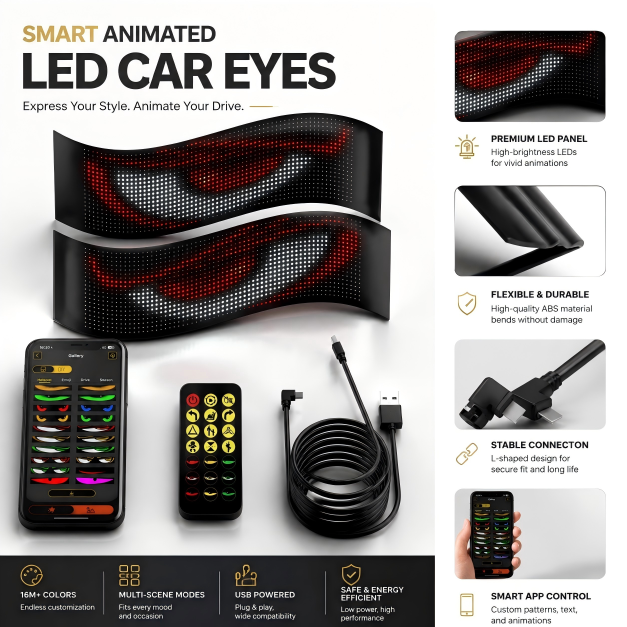 Electronics Gadgets For Car - Demon Eyes Car LED Logo APP