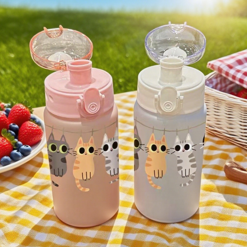 Smart Water Bottle Tracker - 3D Printed 550ML Cute Cat Print