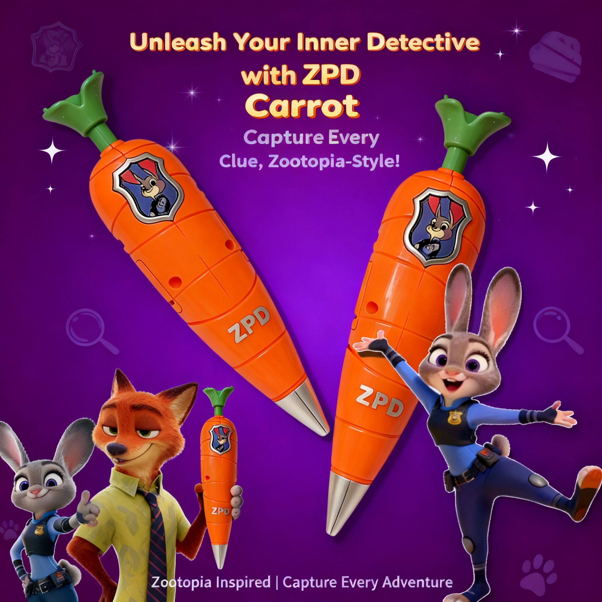 Voice Recorder Pen - Zootopia 2 Judy Nick Style Carrot