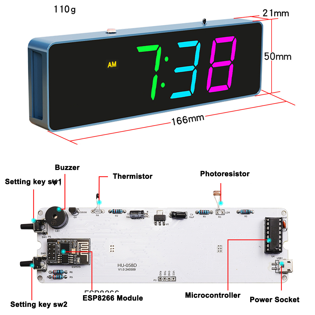 ESP8266 IoT Colorful WiFi Cloc – Diy Electronics Gadgets Bewertung und Preis