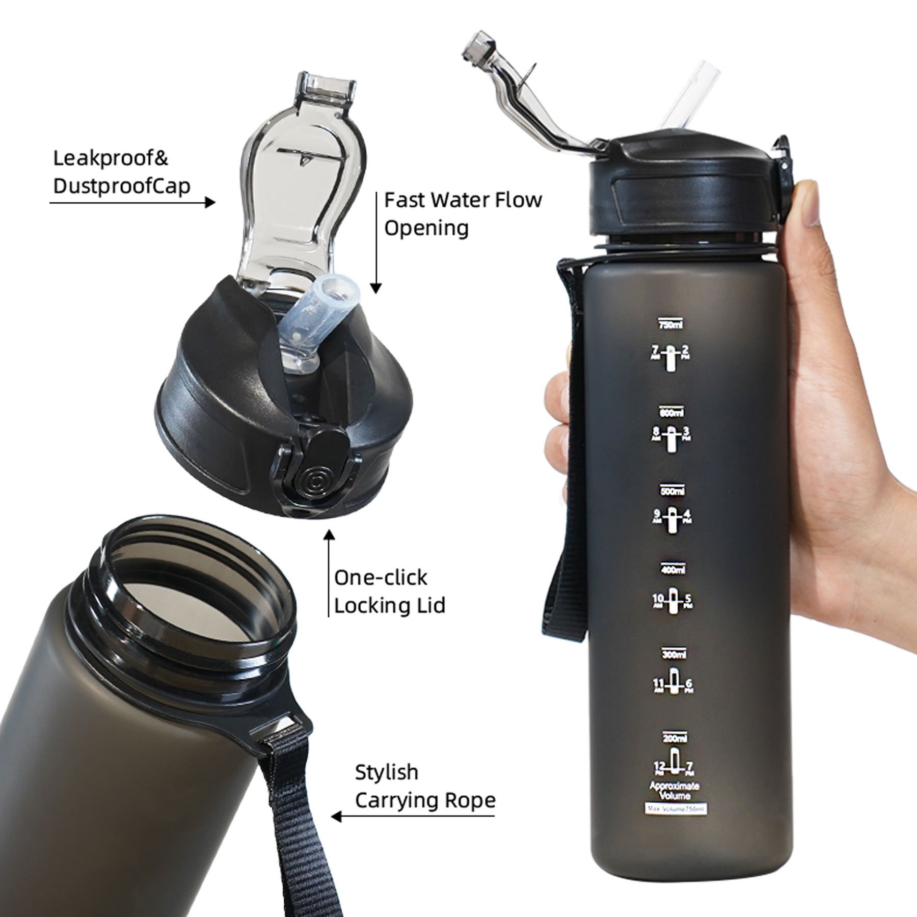 750ml Sports Water Bottle for  – Smart Water Bottle Tracker Bewertung und Preis