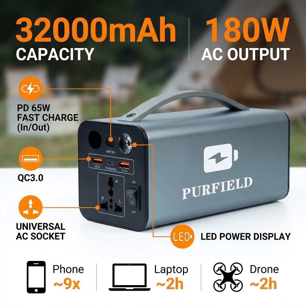 180W Outdoor Power Station 320 – Solar Powered Charger Bewertung und Preis