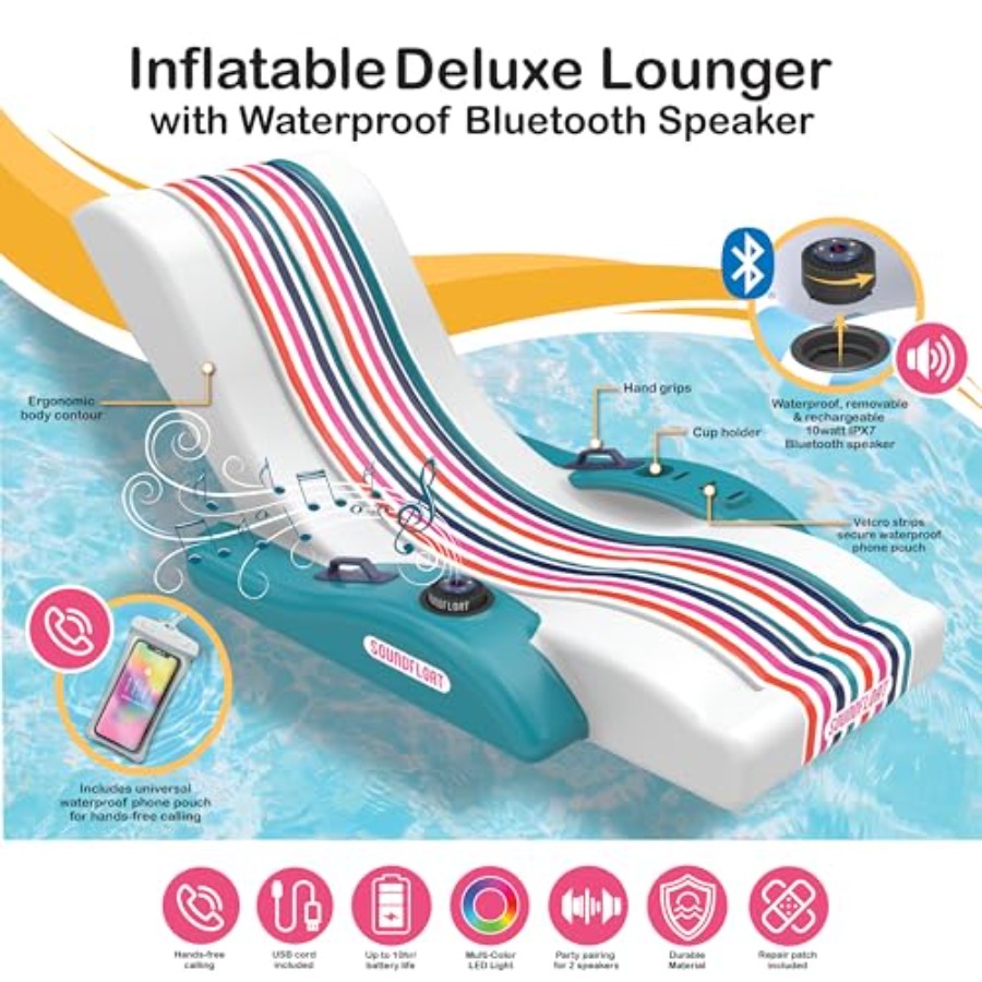 Inflatable Pool Lounger with B – Bluetooth Speaker Waterproof Bewertung und Preis