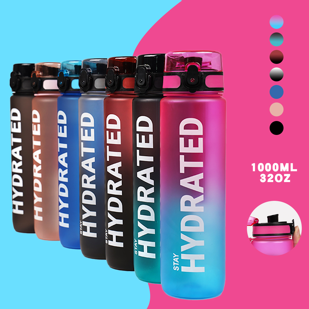 1pc 1000ml large capacity tran – Smart Water Bottle Tracker Bewertung und Preis